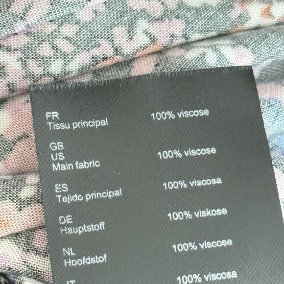 Maje Rayemi Midi Dress Size 36 Noir Rose Floral Print Asymmetric Girly Summer - Picture 10 of 16